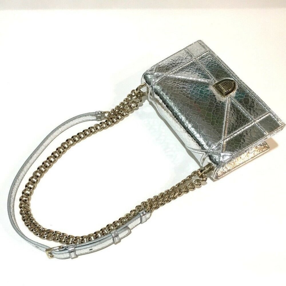 AUTHENTIC UNUSED DIOR Small flap DIORAMA Shoulder Bag Silver/GoldHW - Picture 5 of 8